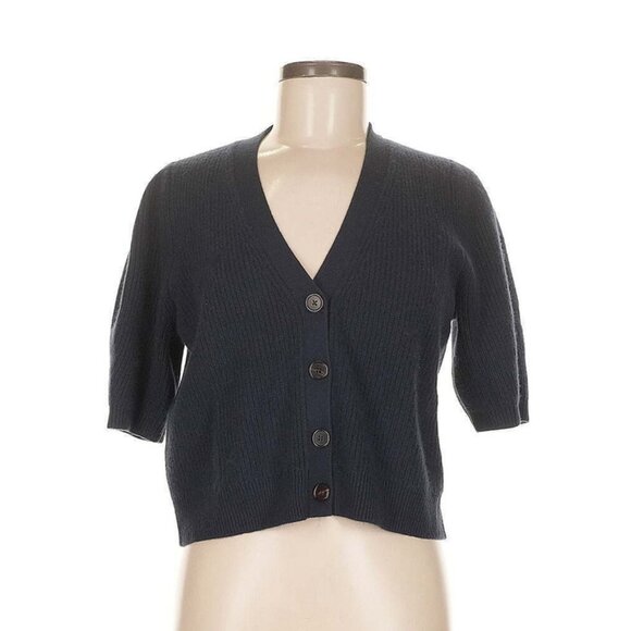 Sister Katie Cameron Short Sleeved Cashmere Cardigan Navy Blue Medium - Picture 2 of 4